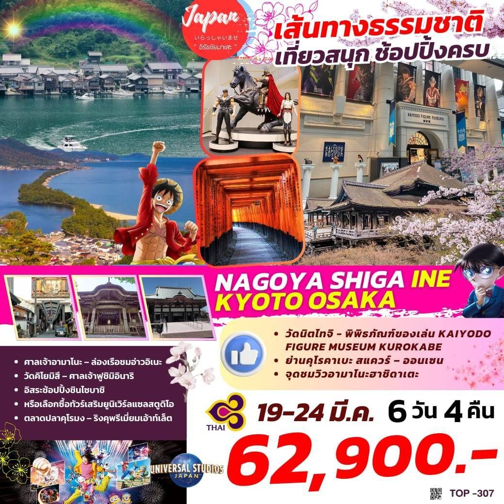 ทัวร์ญี่ปุ่น NAGOYA SHIGA INE KYOTO OSAKA 6วัน 4คืน (TG)